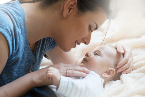 Mum bonding with baby