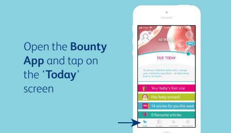 Open the Bounty App and tap on the 'Today' screen