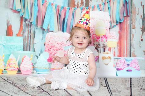 Baby girl at her first birthday party