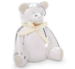 Mamas and Papas silver teddy money box