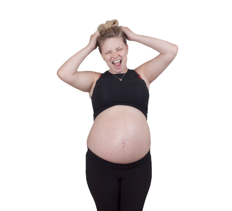 Pregnant woman pulling hair