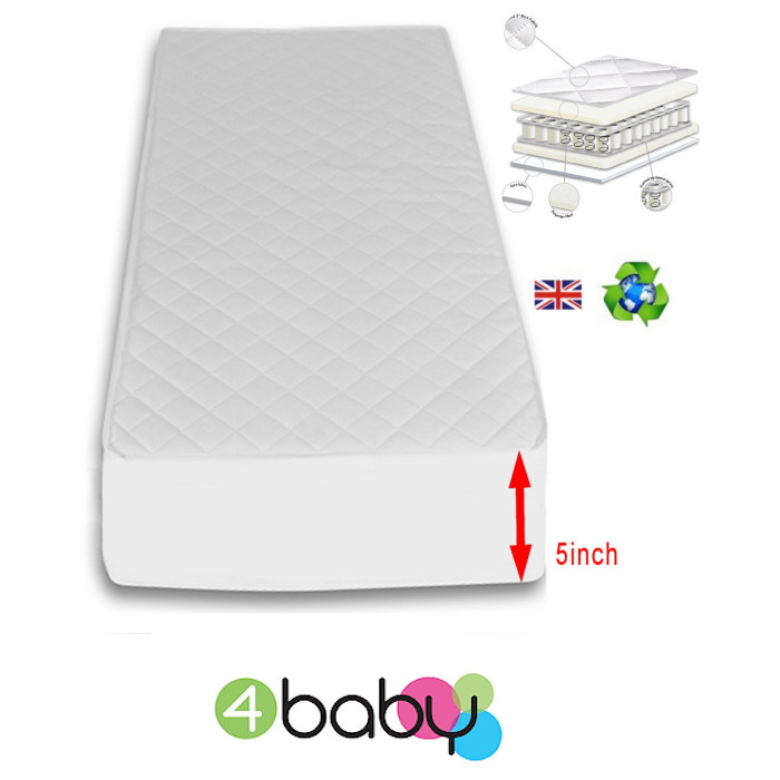 4Baby 5 Inch Deluxe Pocket Sprung Cot Bed Mattress