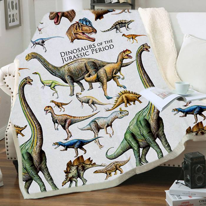 Dinosaur Sherpa Fleece Blanket - 5 Designs