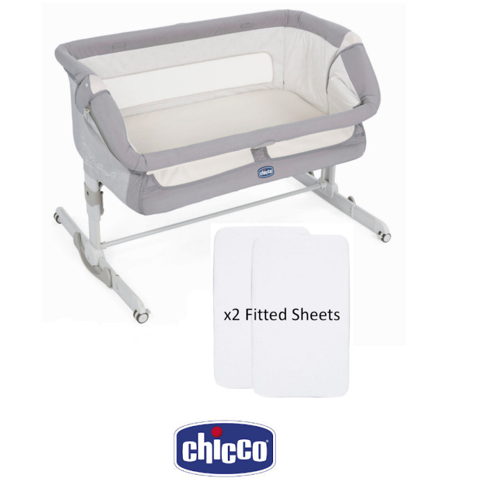 Chicco Next2me Dream Bedside Crib With 2 Fitted Sheets - Graphite Grey