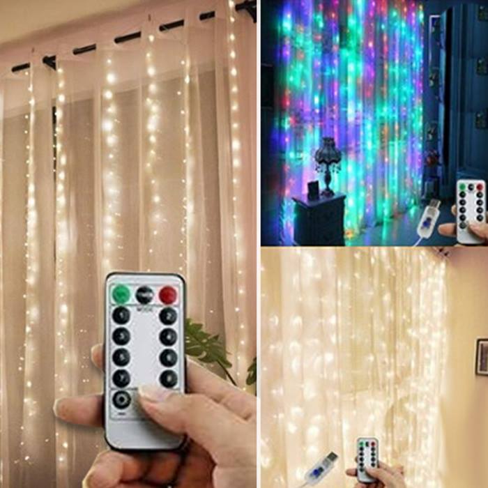 Remote Control LED Curtain Lights - 3 Colours