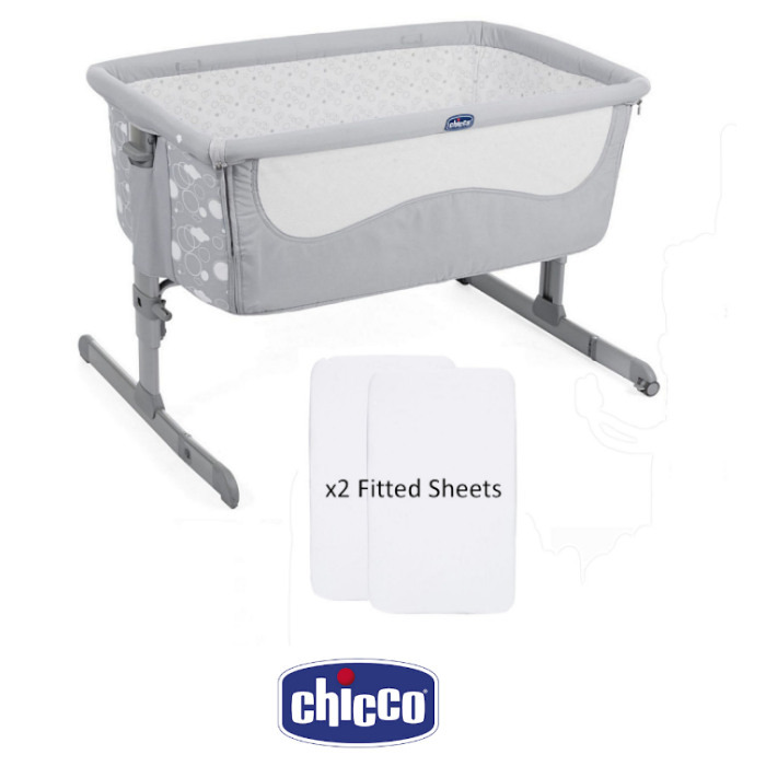 Chicco Next2me Bedside Crib Special Edition With x2 Fitted Sheets - Elegance