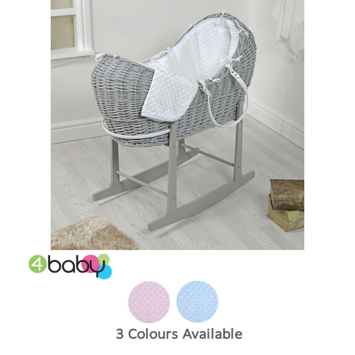 4baby Grey Wicker Snooze Pod  Rocking Stand  dimple