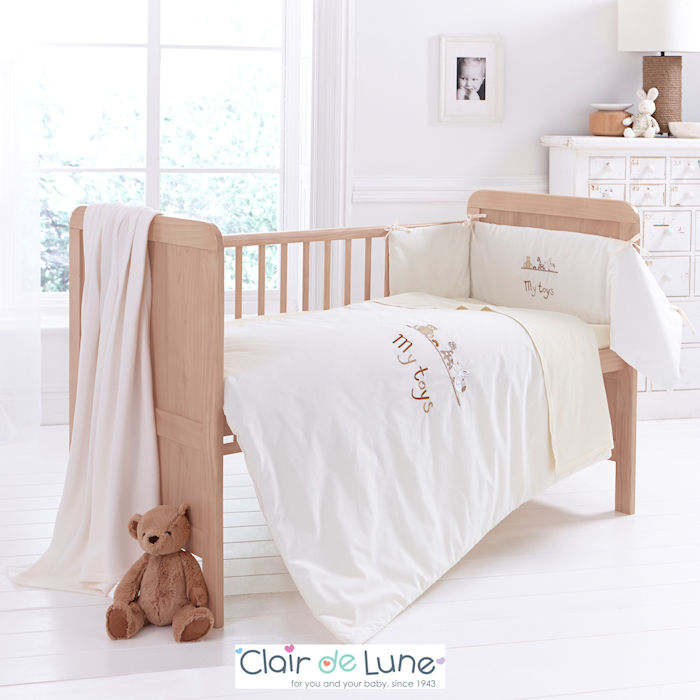 Clair De Lune My Toys 3 Piece Cot  Cot Bed Bedding Set - Cream