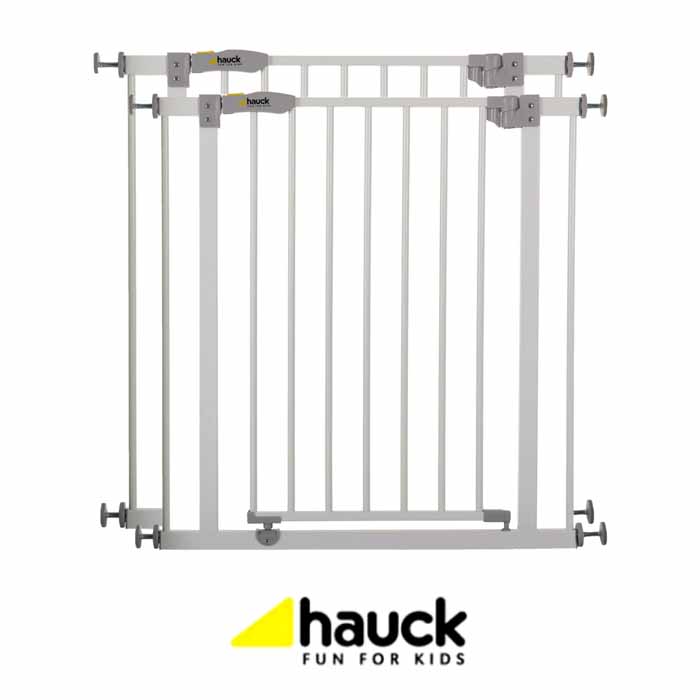 Hauck Open N Stop Metal Pressure Fix Safety Stair Gate + Extension 75 - 90cm (Pack of 2)