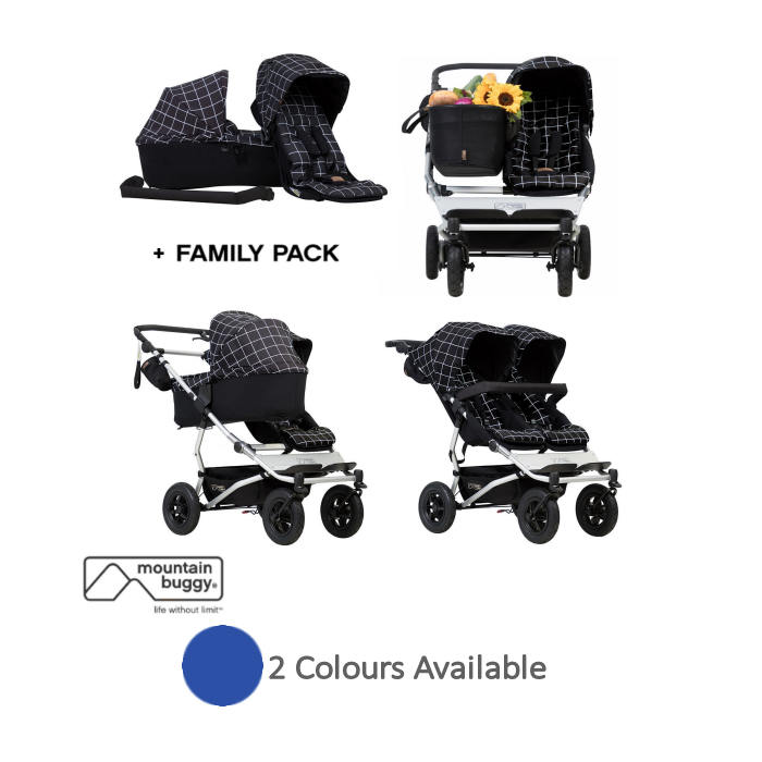 Mountain Buggy Duet V3 Single  Twin Pushchair With Family Pack