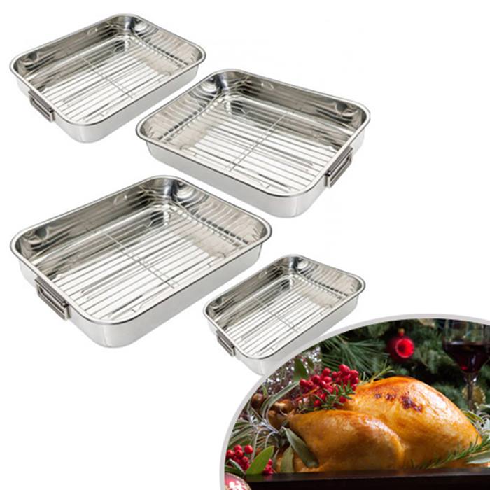 4-Piece Stainless Steel Roasting Tray Set