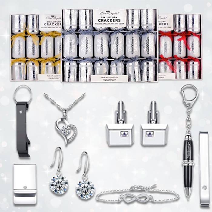 6 or 12 Luxury Christmas Crackers Made With Crystals From Swarovski